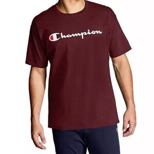Champion Classic T-Shirt Screen Print Script Maroon